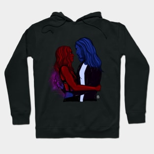 the colors red & blue Hoodie